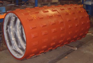 Supply of Roll shell fabrications, hardfaced with Chromium Carbide deposit on the body, with teeth hardfaced with Sintered Tungsten Carbide deposit.